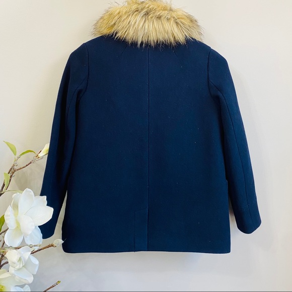 Crew cut fur collar double breasted wool coat - Picture 2 of 9